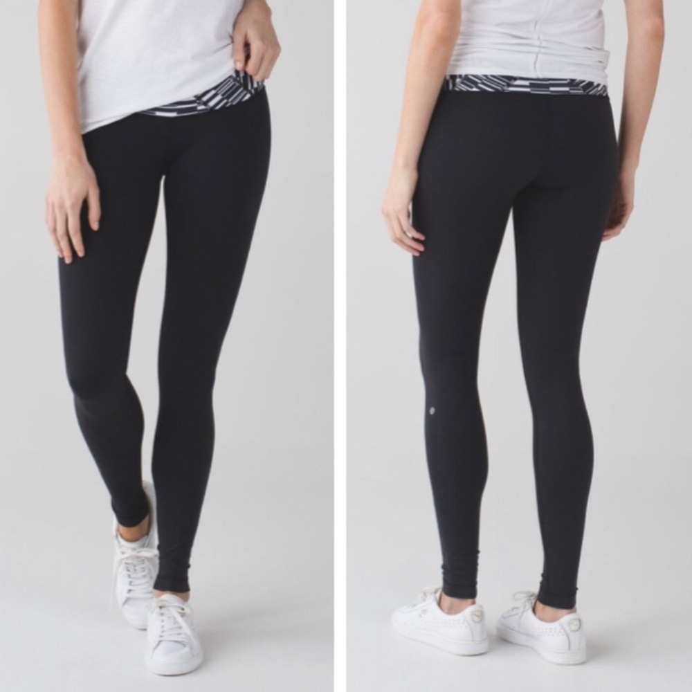 Lululemon Wunder Under Pant 3 Black/White Size 4